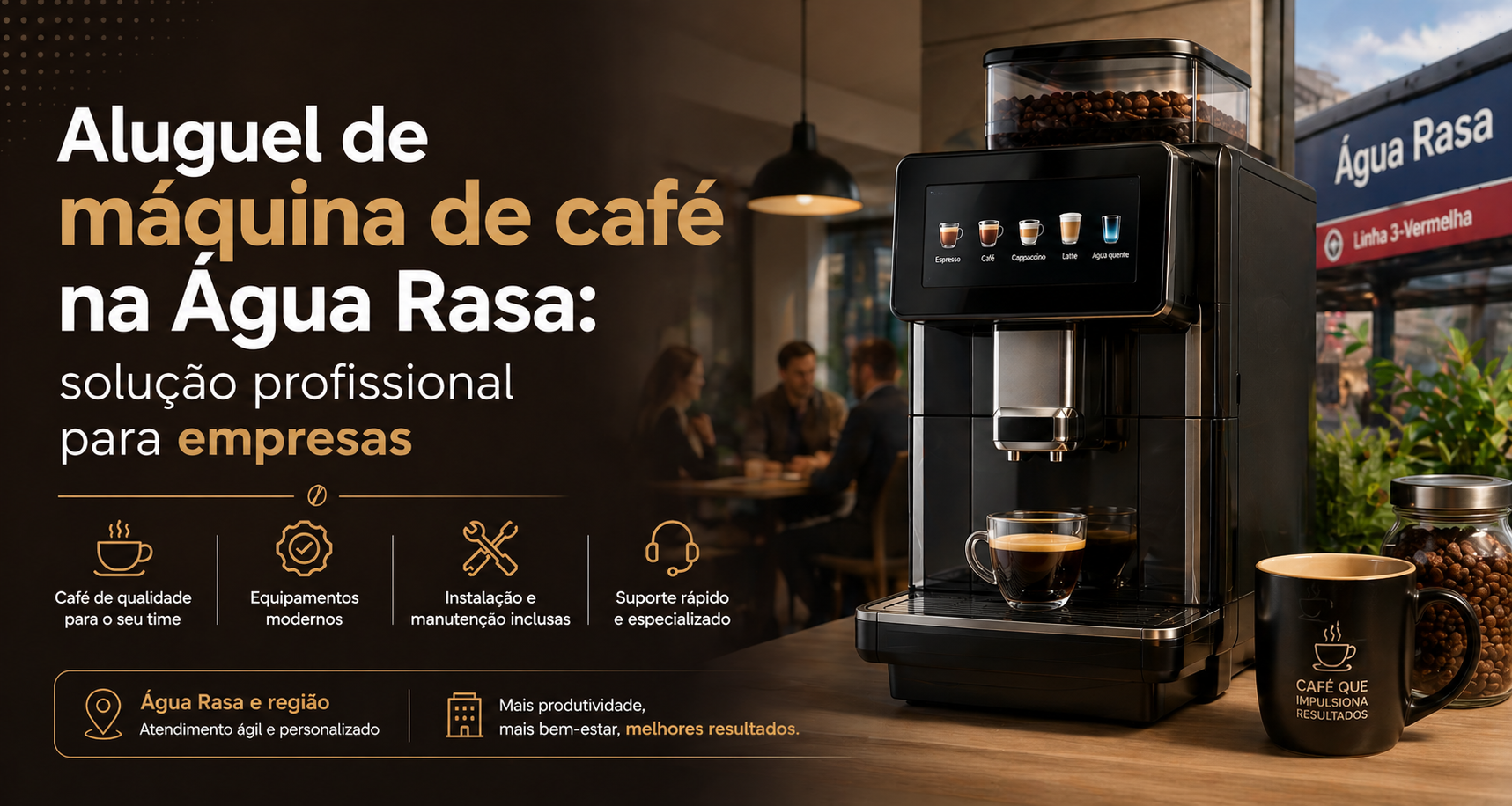 Aluguel de máquina de café na Água Rasa
