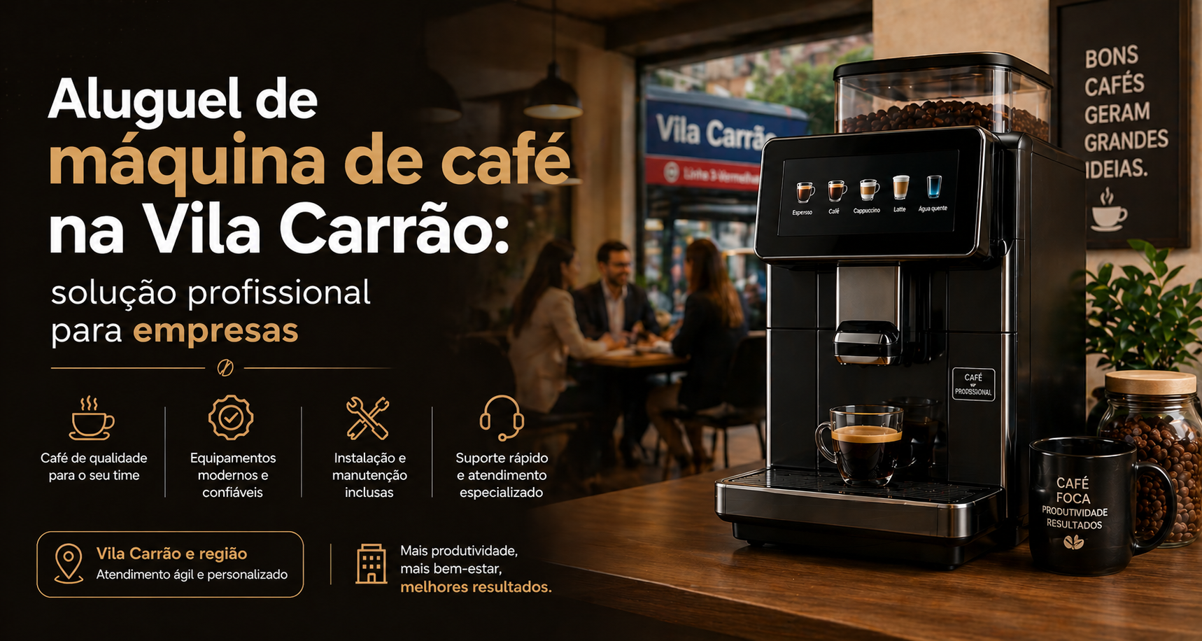 Aluguel de máquina de café no Belém