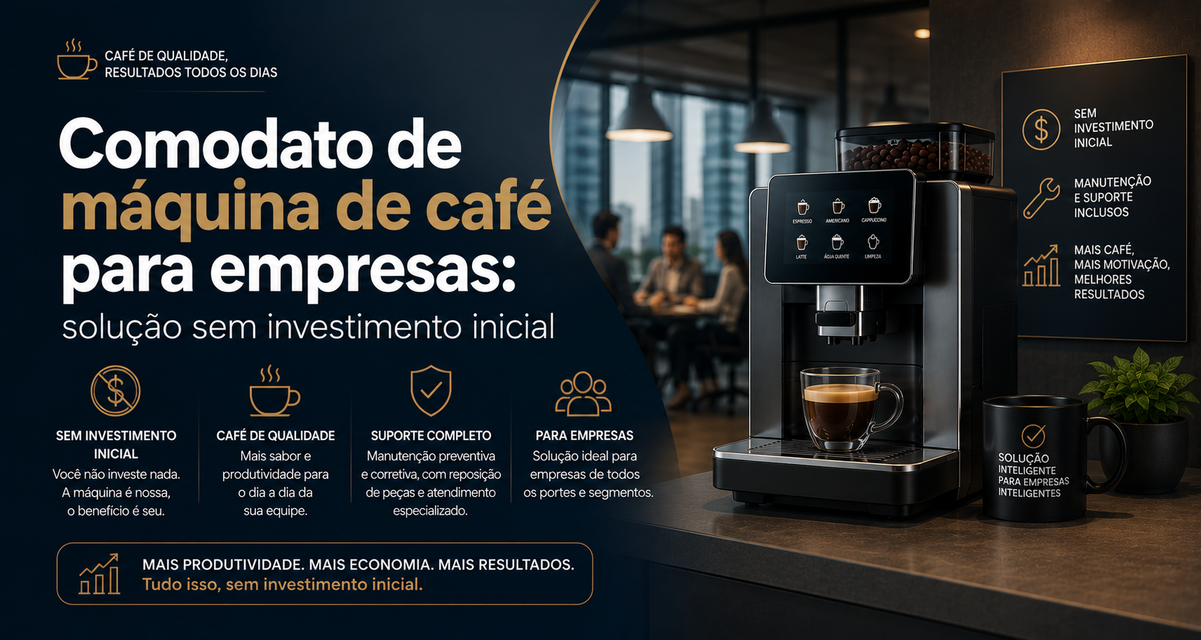 Comodato de máquina de café para empresas: solução sem investimento inicial