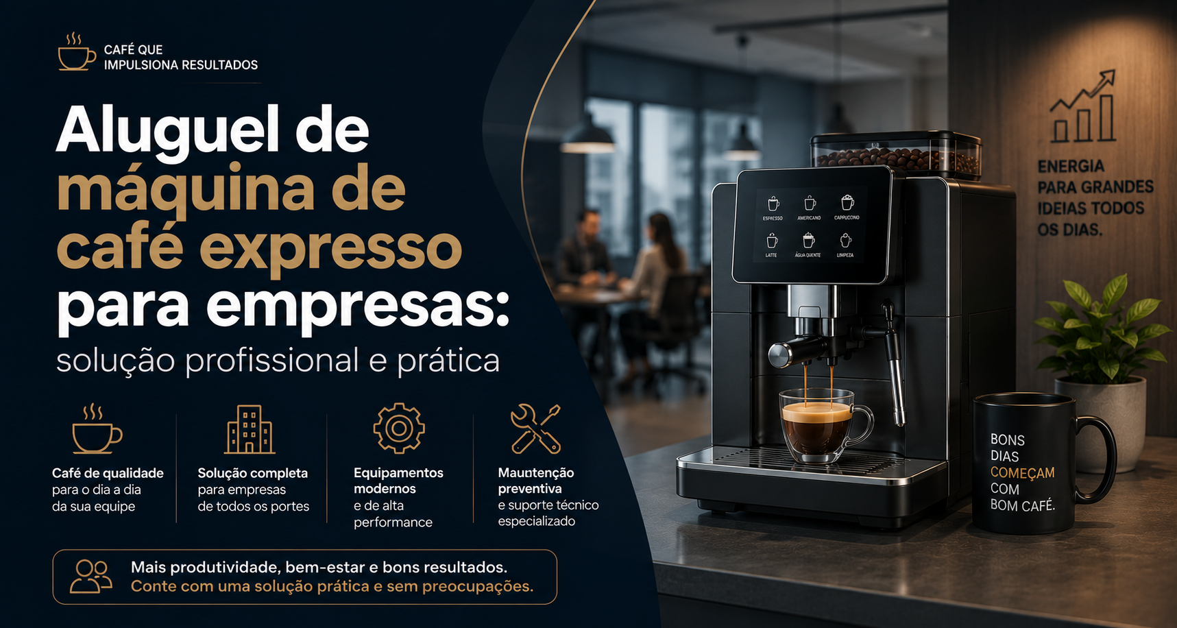 Aluguel de máquina de café expresso para empresas: solução profissional e prática
